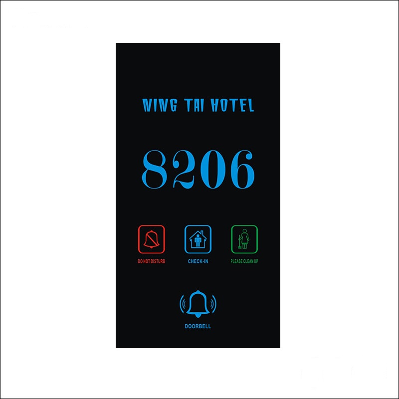 Hotel room management system - electronic doorplate